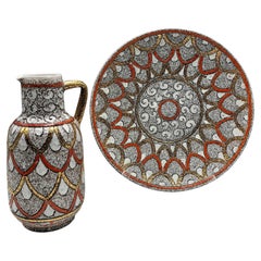 Fratelli Fanciullacci Ellbee signed ceramic pitcher and charger set