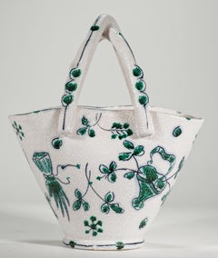 Fratelli Fanciullacci para Ebeling Reuss Jarrón cesta de mayólica, Italia Década de 1950-1960