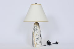 Fratelli Fanciullacci Mustard & Grey Hand Painted Fauna Art Pottery Table Lamp