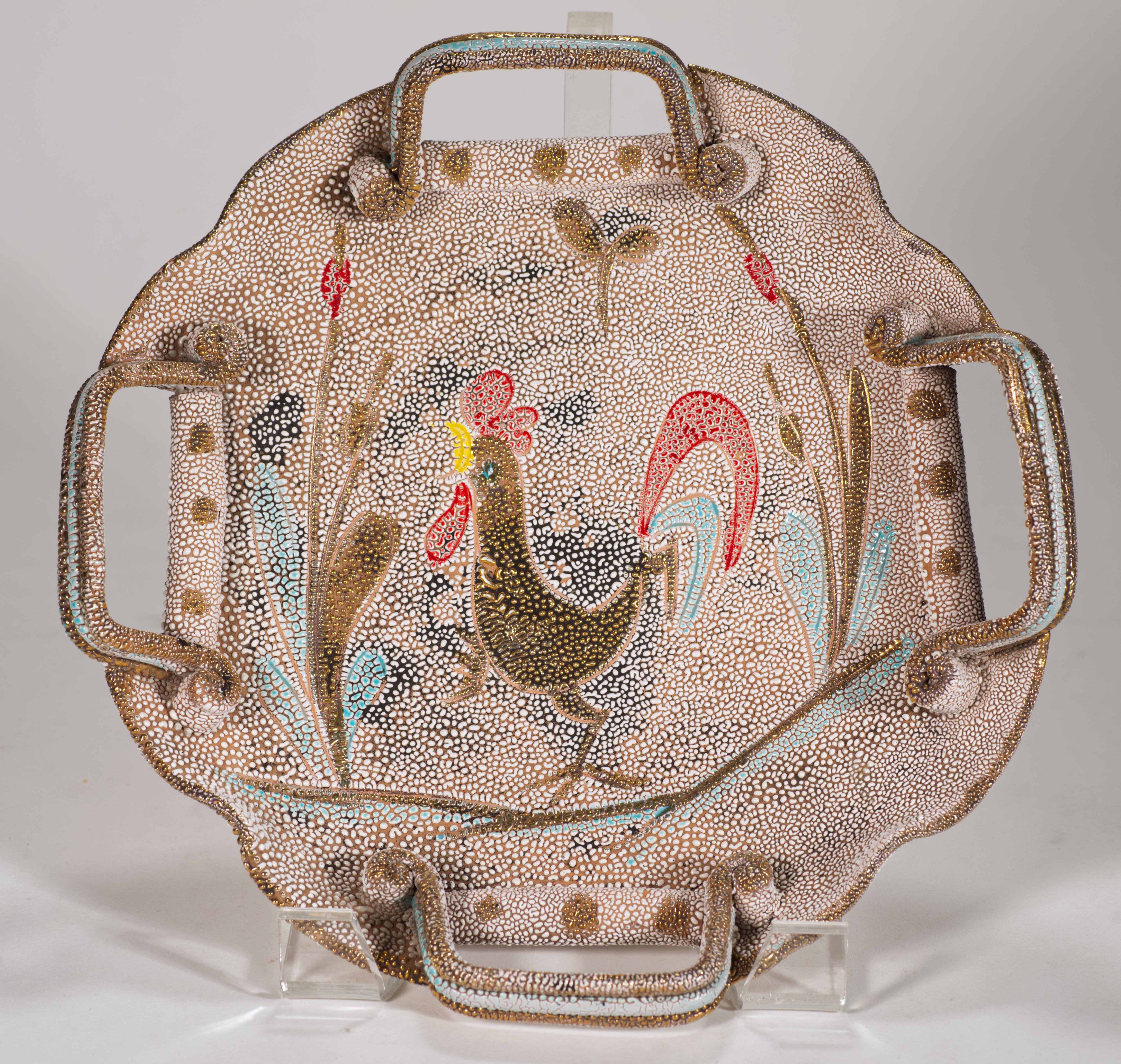 Fratelli Fanciullacci Majolica Bowl or Tray, Textured Glaze, Italy 1950s-1960s For Sale 3