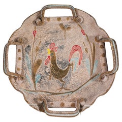 Cuenco o bandeja de mayólica Fratelli Fanciullacci, esmalte texturado, Italia Años 50-60