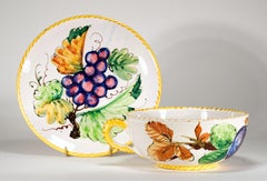 Fratelli Fanciullacci Majolica Cup and Saucer, Italy Mid Century