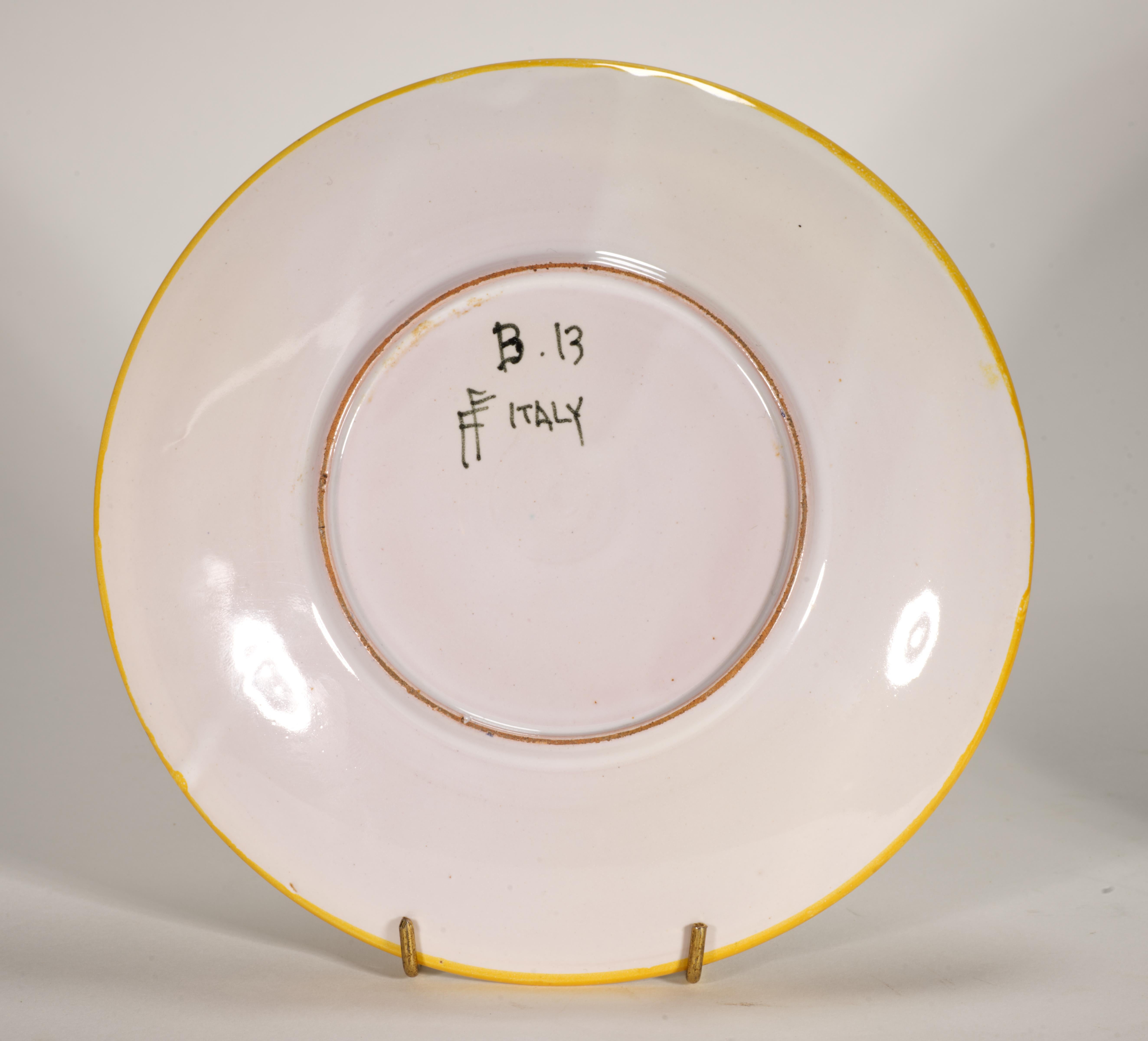 Fratelli Fanciullacci Taza y Plato de Mayólica, Italia Mediados de siglo Glaseado en venta