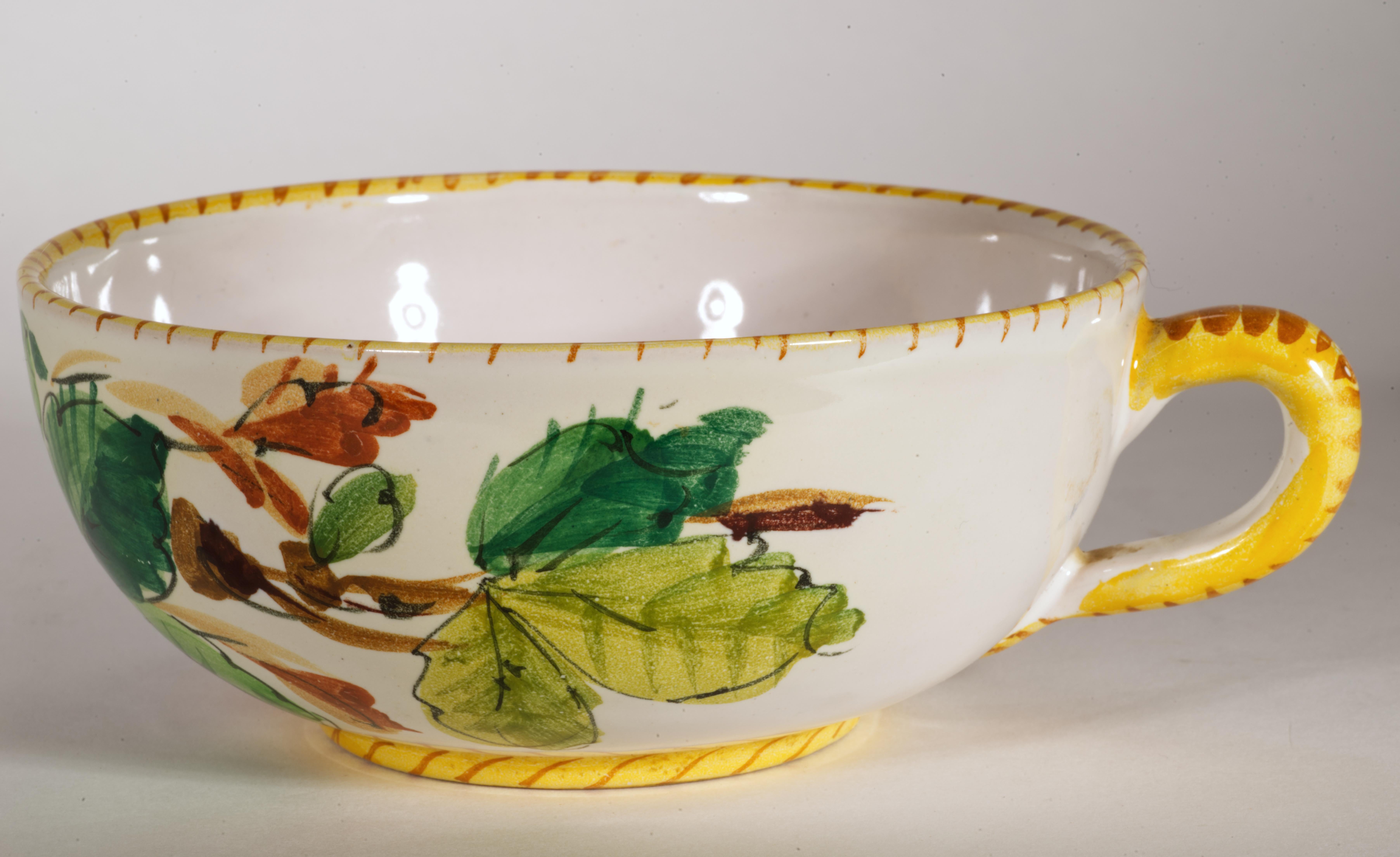 Fratelli Fanciullacci Taza y Plato de Mayólica, Italia Mediados de siglo siglo XX en venta