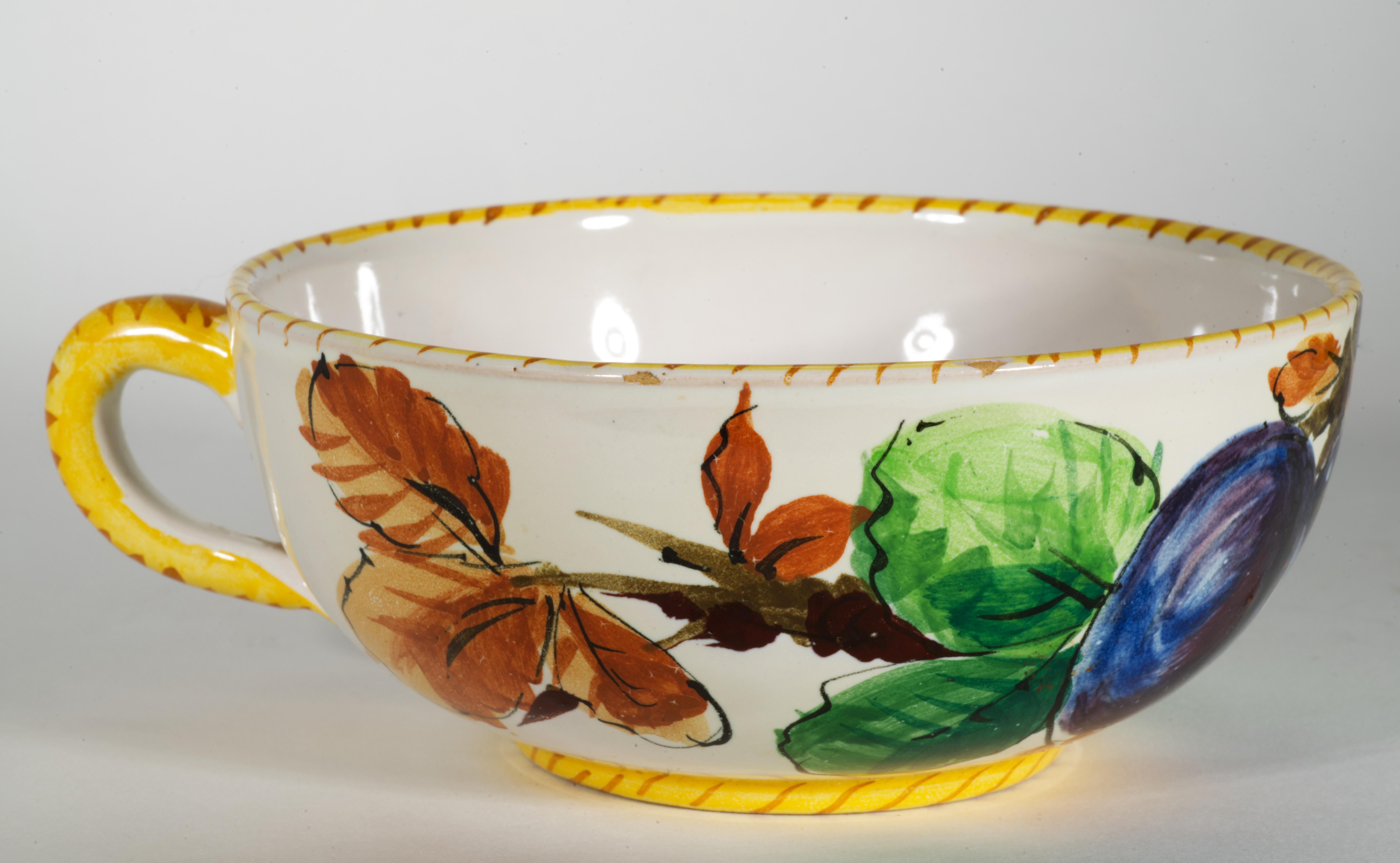 Fratelli Fanciullacci Taza y Plato de Mayólica, Italia Mediados de siglo Cerámico en venta