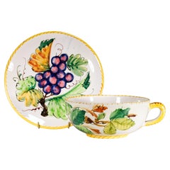 Fratelli Fanciullacci Majolica Cup and Saucer, Italy Mid Century