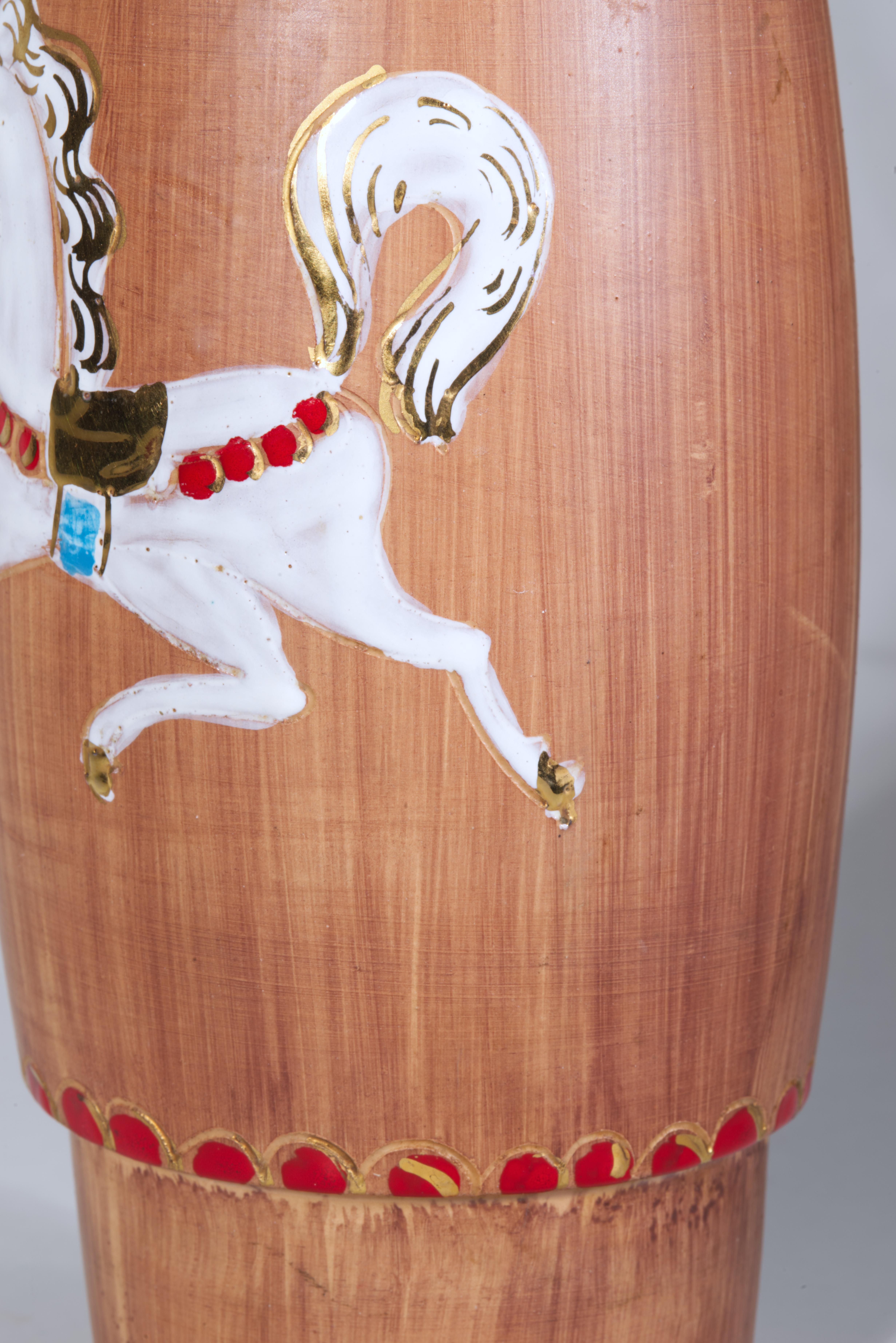 Fratelli Fanciullacci Majolika Vase Pferd Dekor, Italien 1950er-1960er im Angebot 2