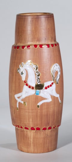 Fratelli Fanciullacci Majolica Vase Horse Decor, Italy 1950s-1960s