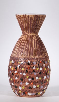 Fratelli Fanciullacci Majolica Vase with Sgraffito Decor, Italy Mid Century