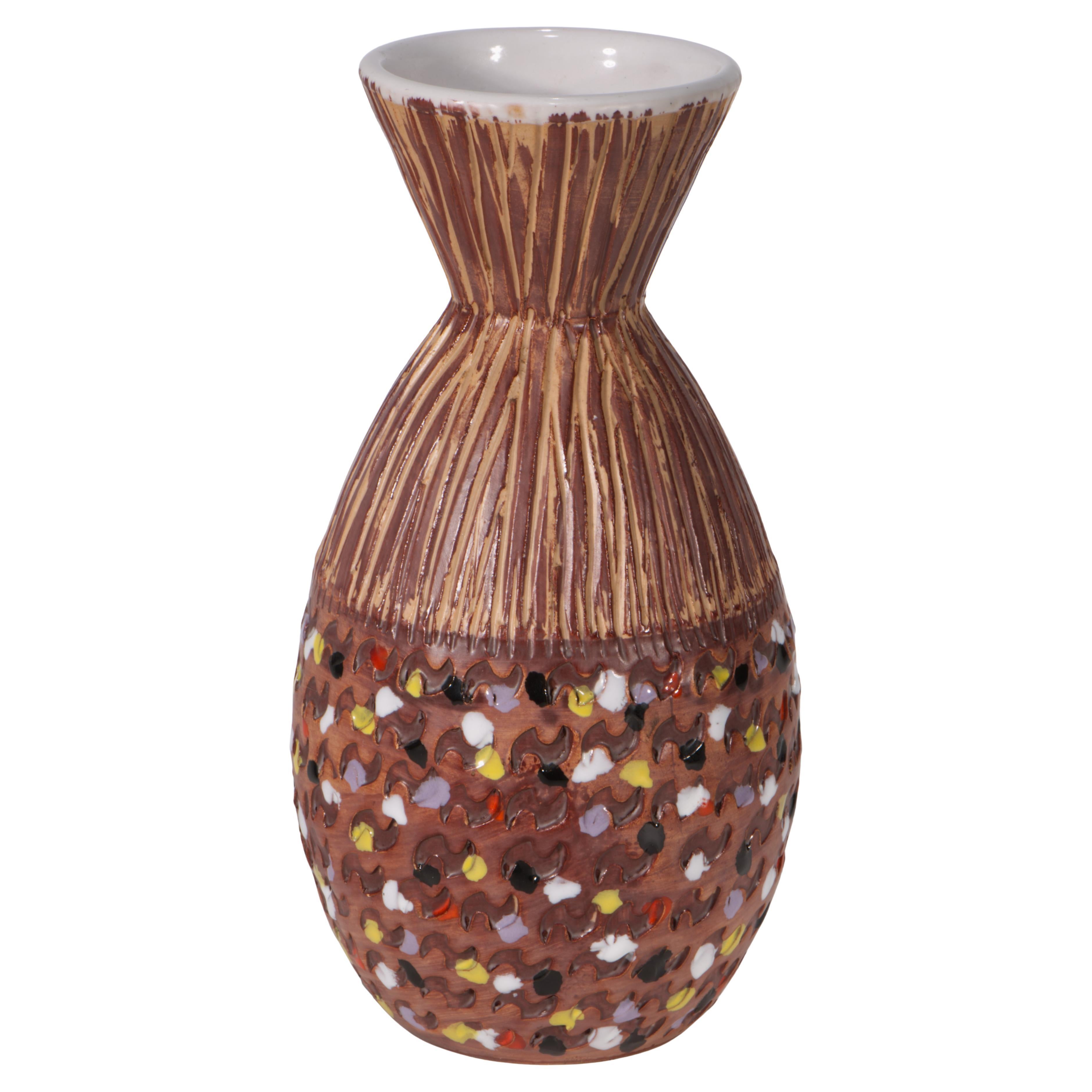 Fratelli Fanciullacci Jarrón de mayólica con decoración esgrafiada, Italia Mediados de siglo en venta