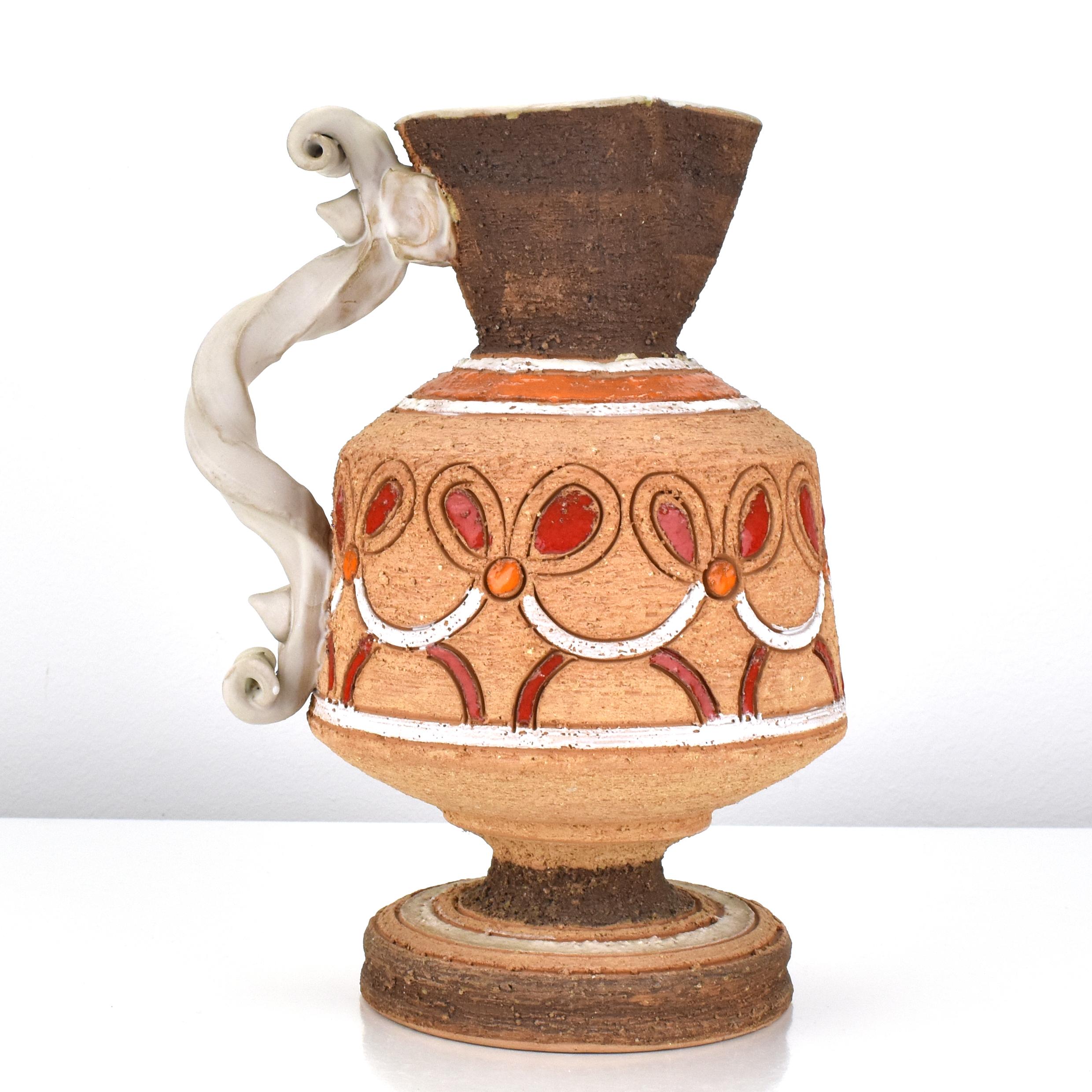 Mid-Century Modern Fratelli Fanciullacci Pottery Vase Moroccan Pattern Design 1960s Italian Raymor For Sale