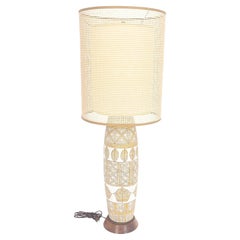 Fratelli Fanciullacci  Ramor Pottery Table Lamp Original Shade Walnut Base MINT