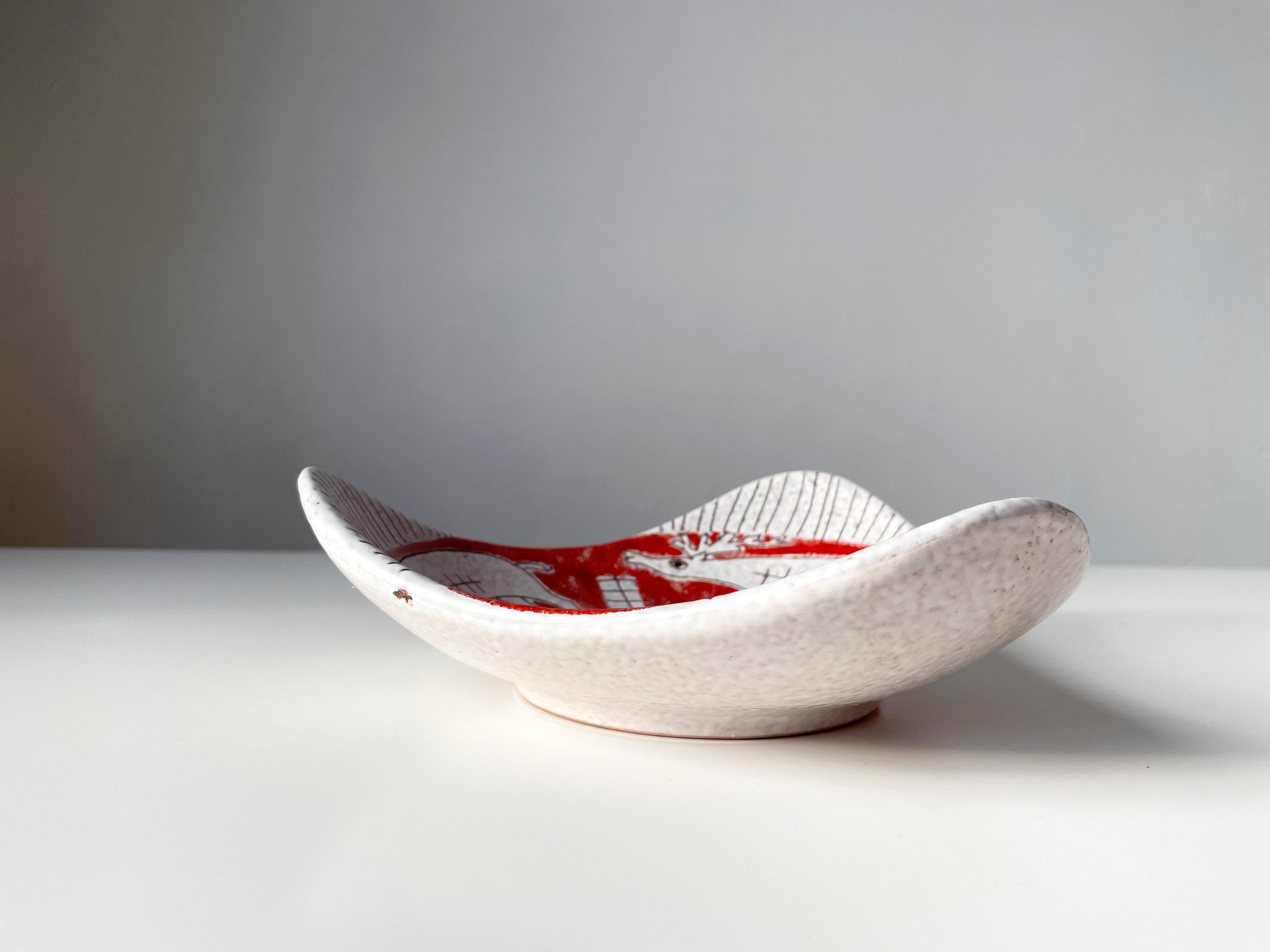 Fratelli Fanciullacci Red White Organic Decorative Bowl, 1960s For Sale 3