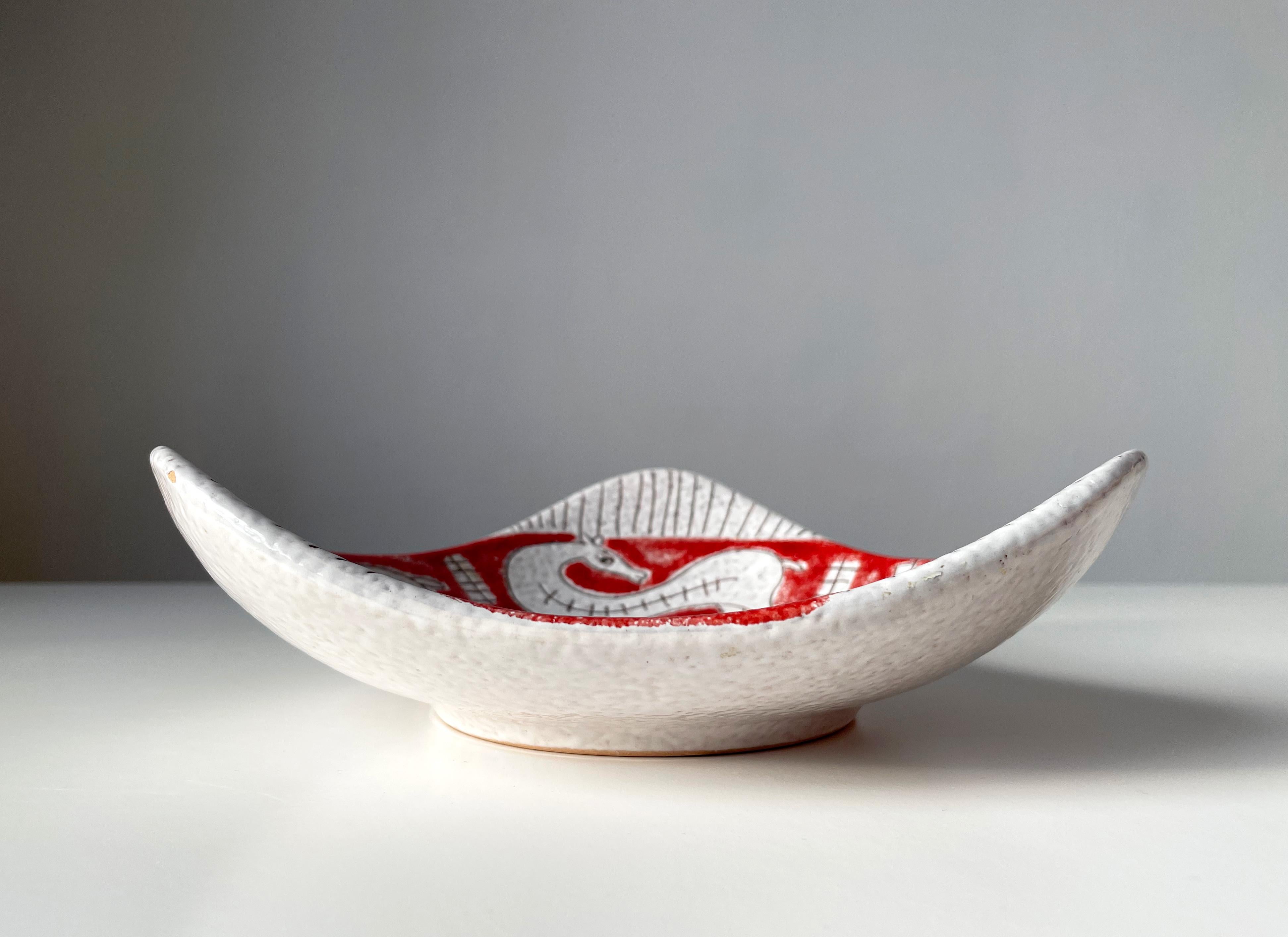 Fratelli Fanciullacci Red White Organic Decorative Bowl, 1960s For Sale 4
