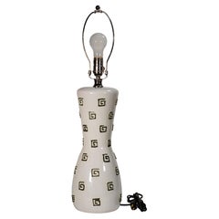 Fratelli Fanciullacci Sculptural Large Majolica Table Lamp White & Black Signed