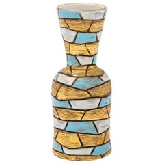 Fratelli Fanciullacci Vase, Ceramic, Blue, Gold, White, Mosaic, Signed
