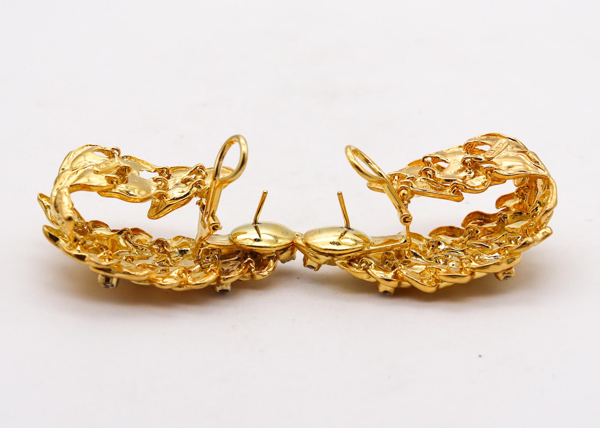 Fratelli Gaspari Retro Moderne Creolen aus 18 Karat Gold mit 2,04 Karat Diamanten im Zustand „Hervorragend“ im Angebot in Miami, FL