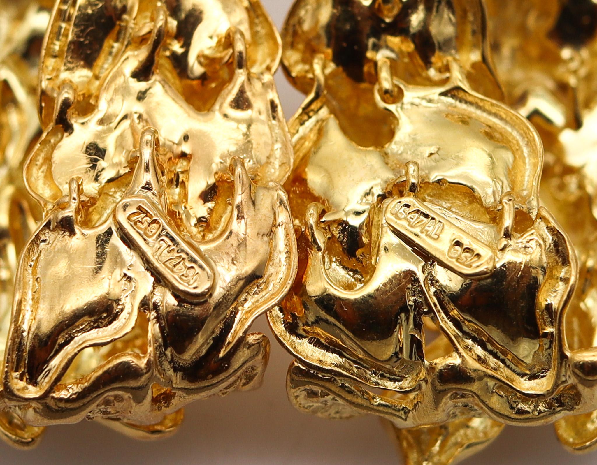Fratelli Gaspari Retro Moderne Creolen aus 18 Karat Gold mit 2,04 Karat Diamanten Damen im Angebot