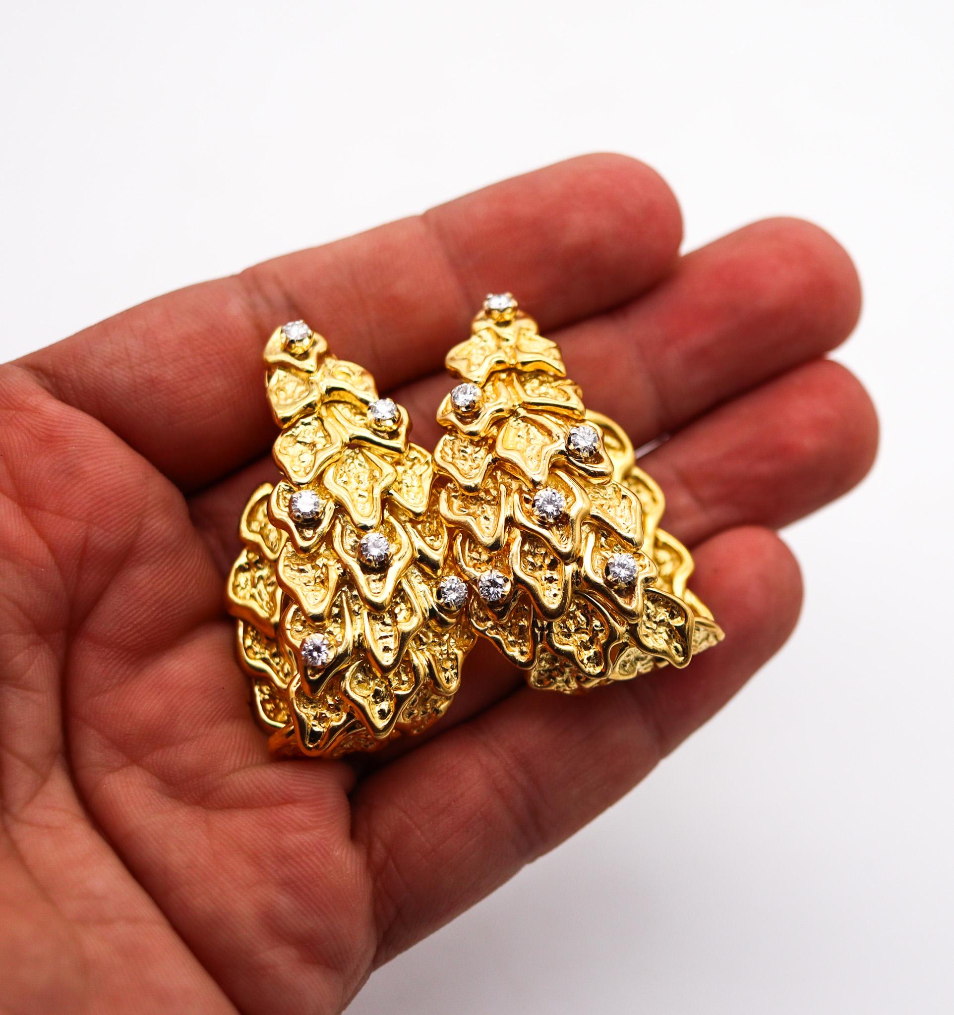 Fratelli Gaspari Retro Moderne Creolen aus 18 Karat Gold mit 2,04 Karat Diamanten im Angebot 1