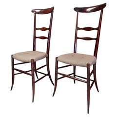 Sedie Chiavari Fratelli Legaggi / Coppia di sedie "Super Leggera" con schienale a scaletta Sedie Chiavari Fratelli Legaggi / Coppia di sedie "Super Leggera" con schienale a scaletta