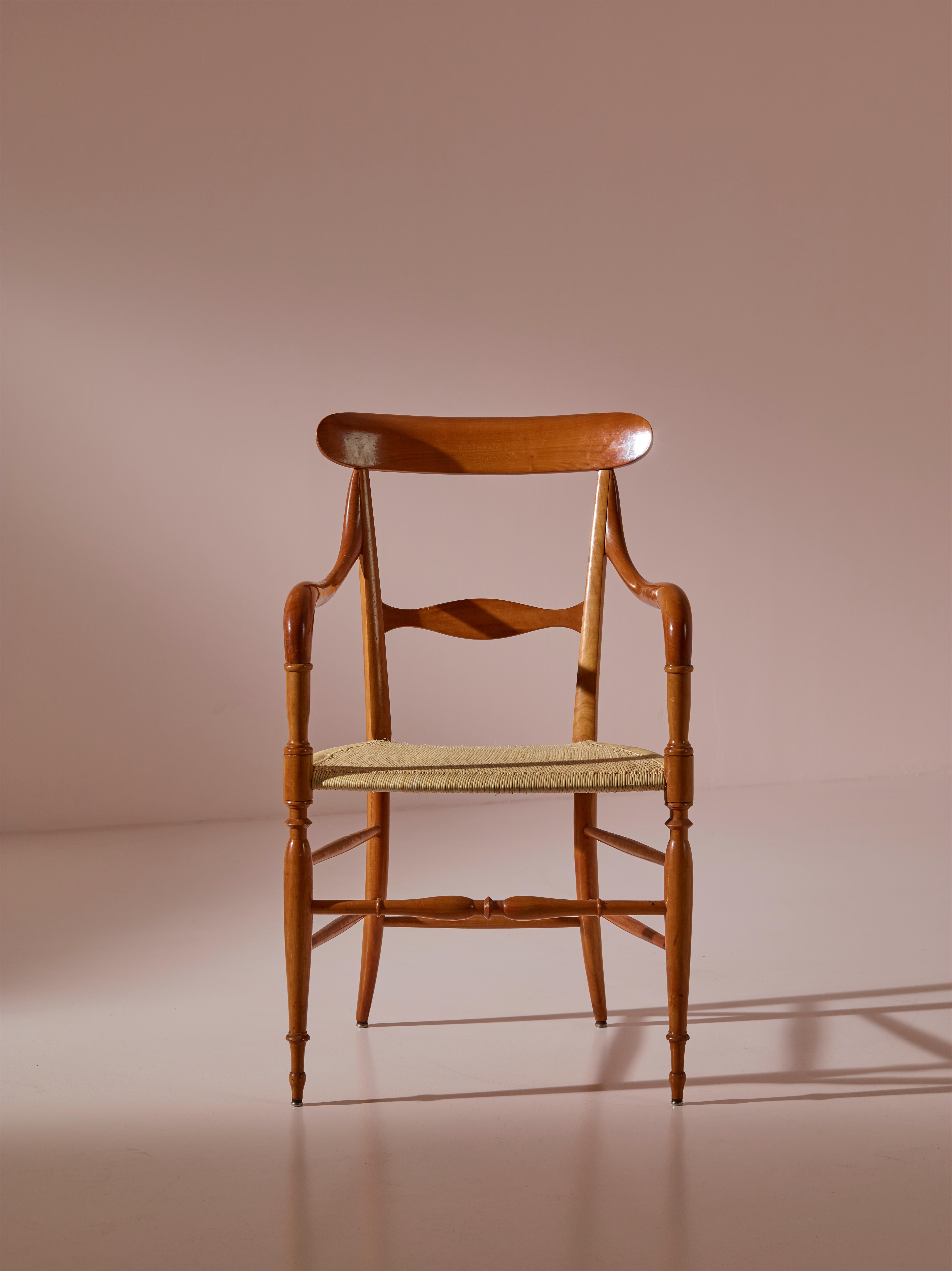 Italian Fratelli Levaggi pair of cherrywood Campanino chairs, Chiavari, Italy, 1960s For Sale