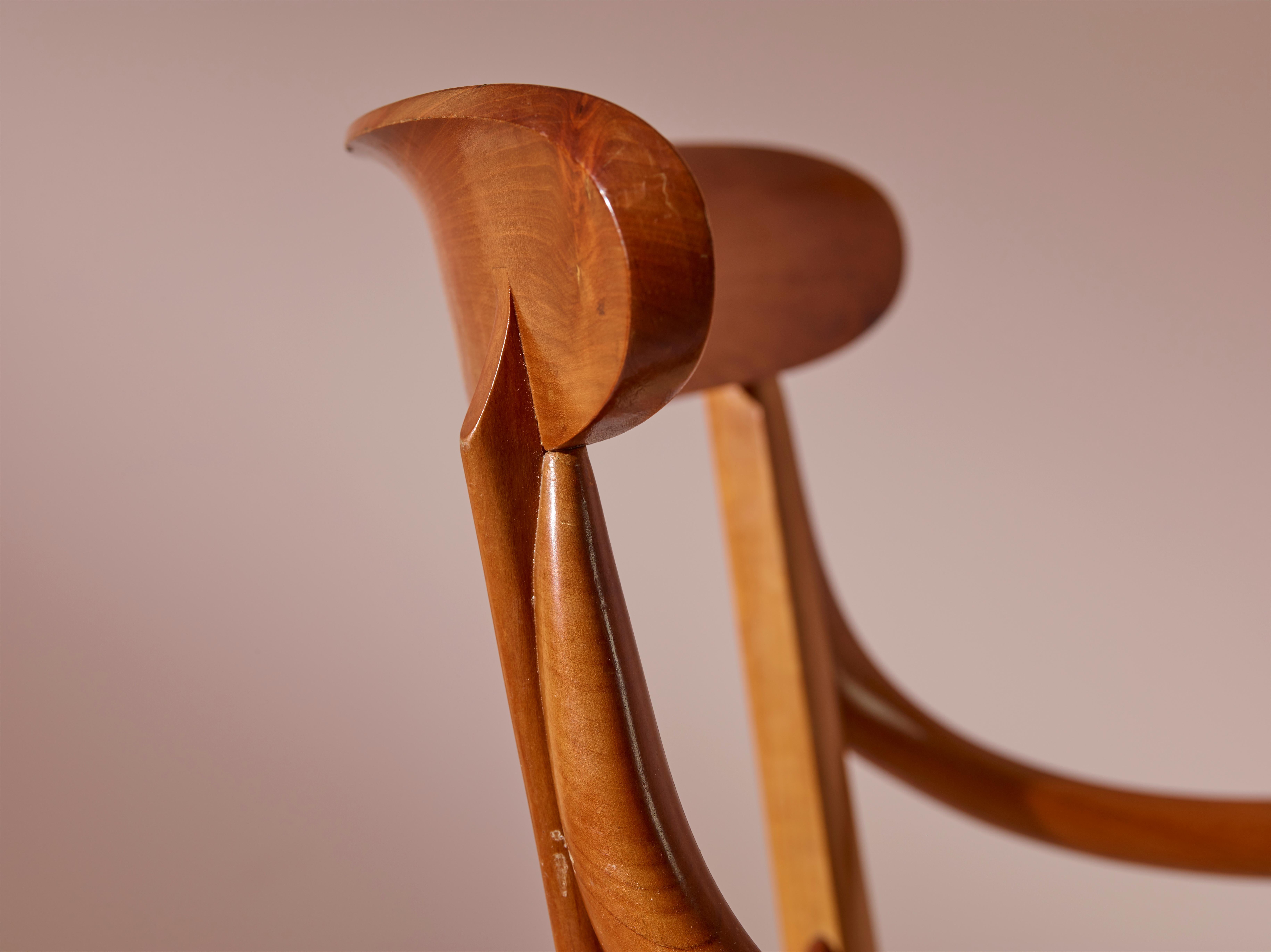 Fratelli Levaggi pair of cherrywood Campanino chairs, Chiavari, Italy, 1960s For Sale 3