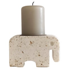 Fratelli Manelli by Enzo Mari Travertine Elephant Sculpture Candleholder, 1970s