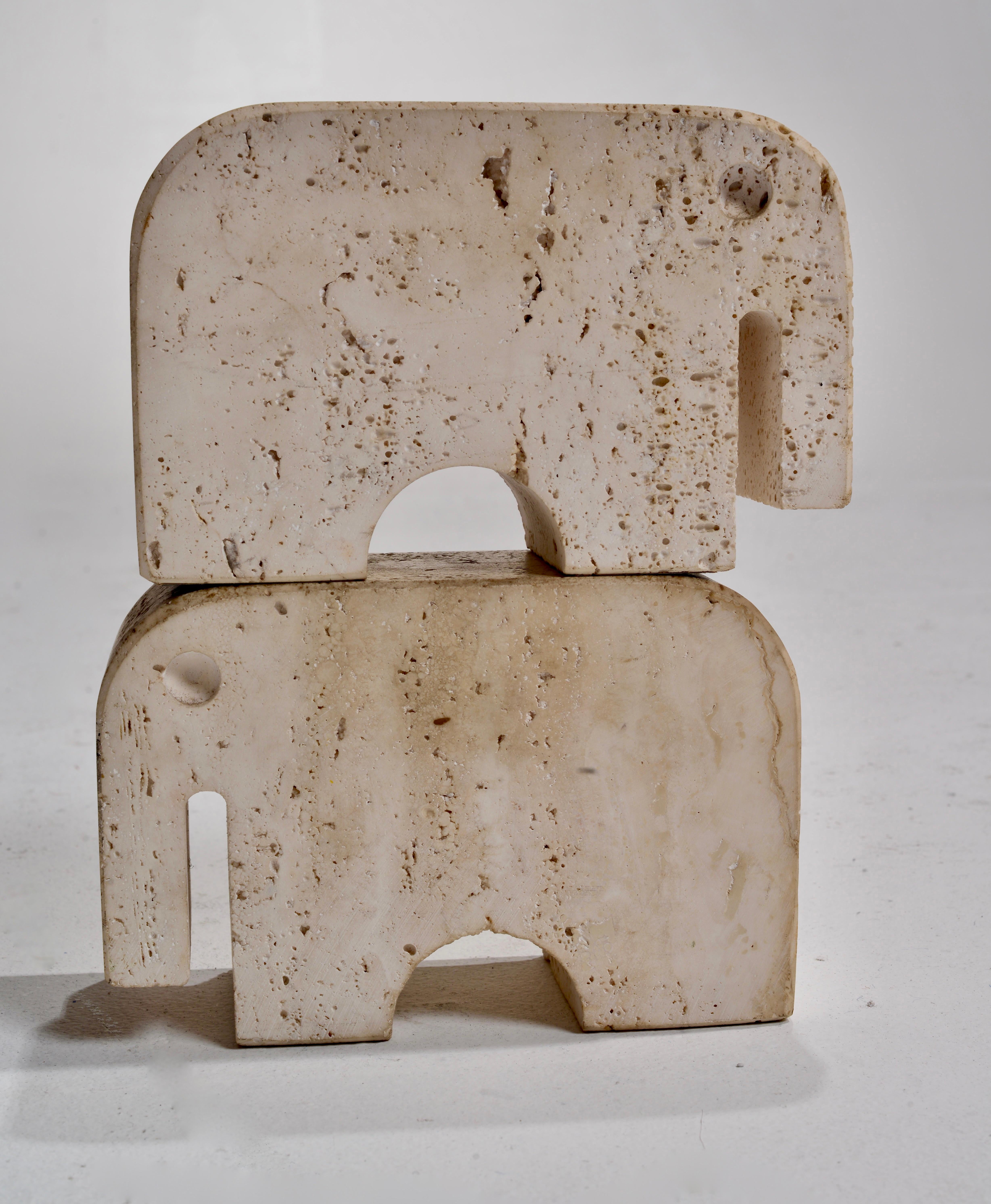 Fratelli Manelli Stone Elephant Sculpture For Travertino di Rapolano  In Good Condition For Sale In Los Angeles, CA