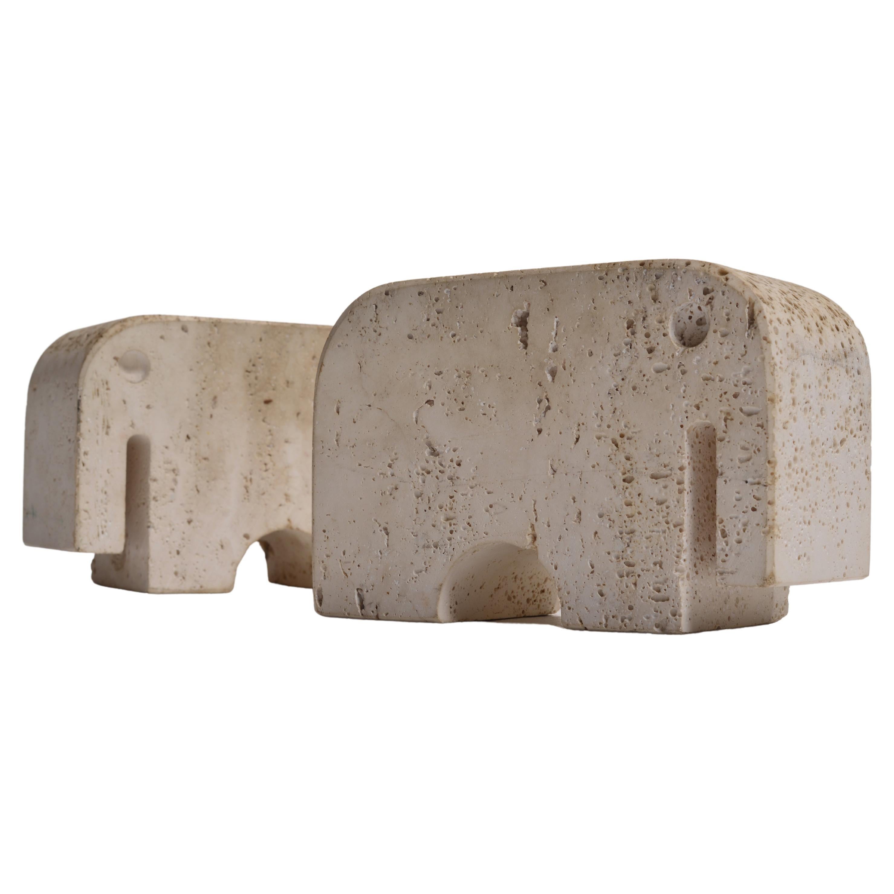 Fratelli Manelli Stone Elephant Sculpture For Travertino di Rapolano  For Sale