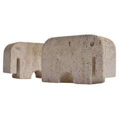 Fratelli Manelli Stone Elephant Sculpture For Travertino di Rapolano 