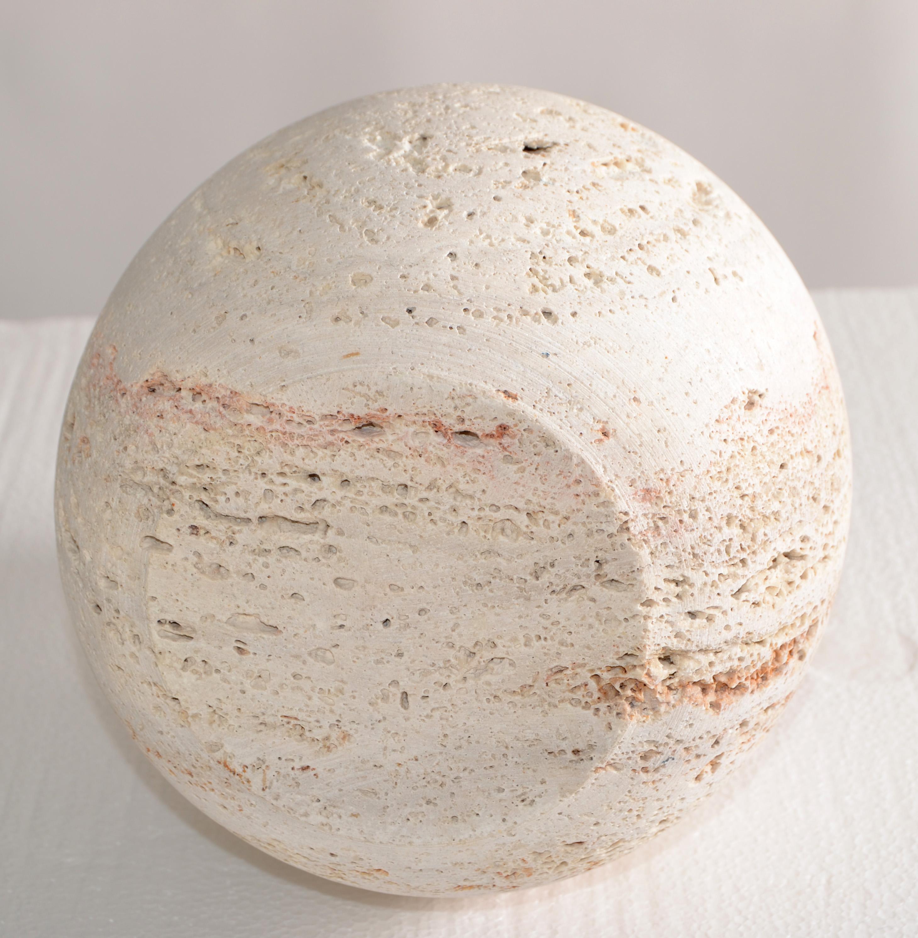 Fratelli Manelli Style Venetia Classic Travertine Stone Round Vase Raymor Italy  en vente 5