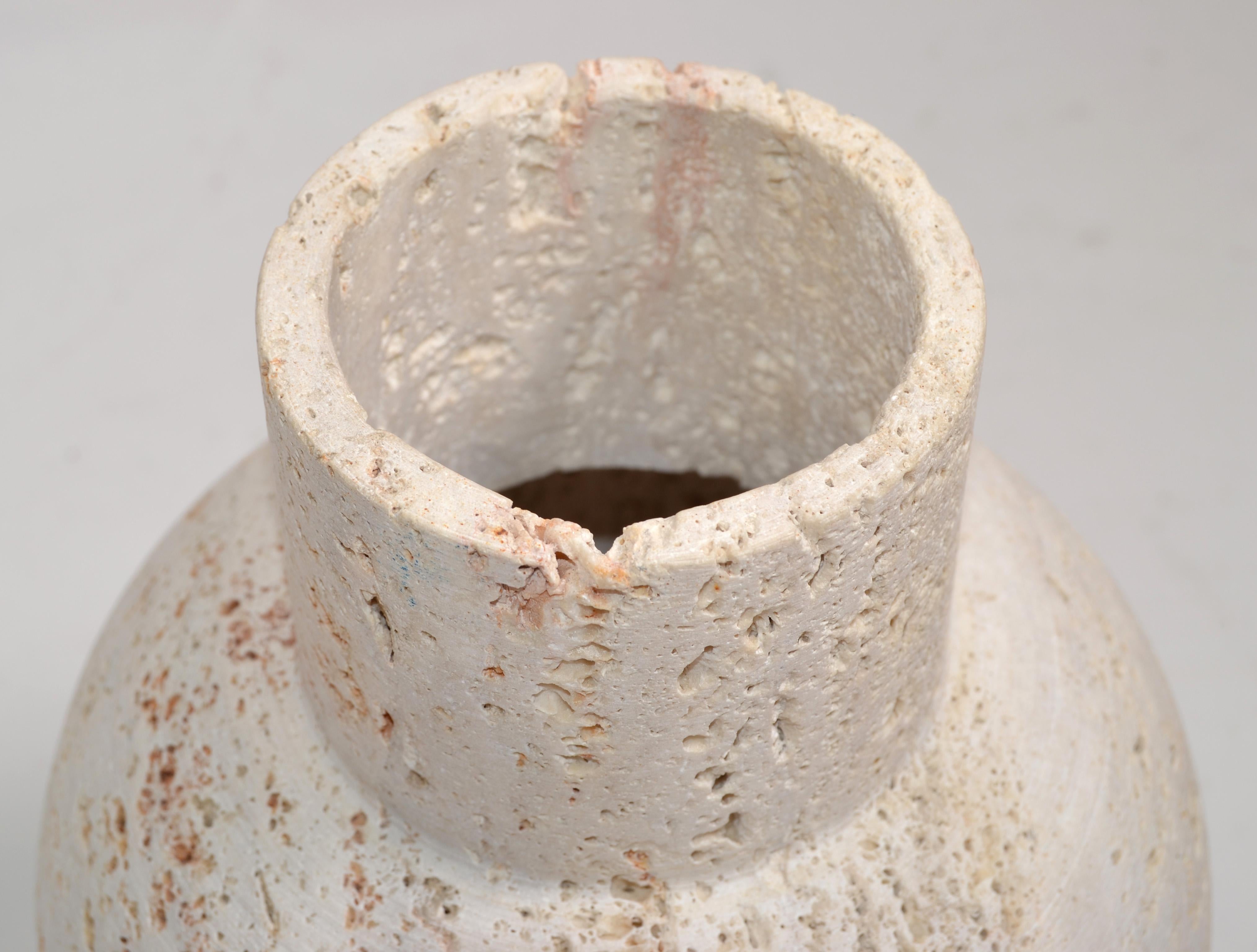 Fratelli Manelli Style Venetia Classic Travertine Stone Round Vase Raymor Italy  For Sale 6