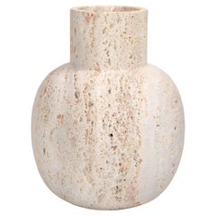 Retro Fratelli Manelli Style Venetia Classic Travertine Stone Round Vase Raymor Italy 