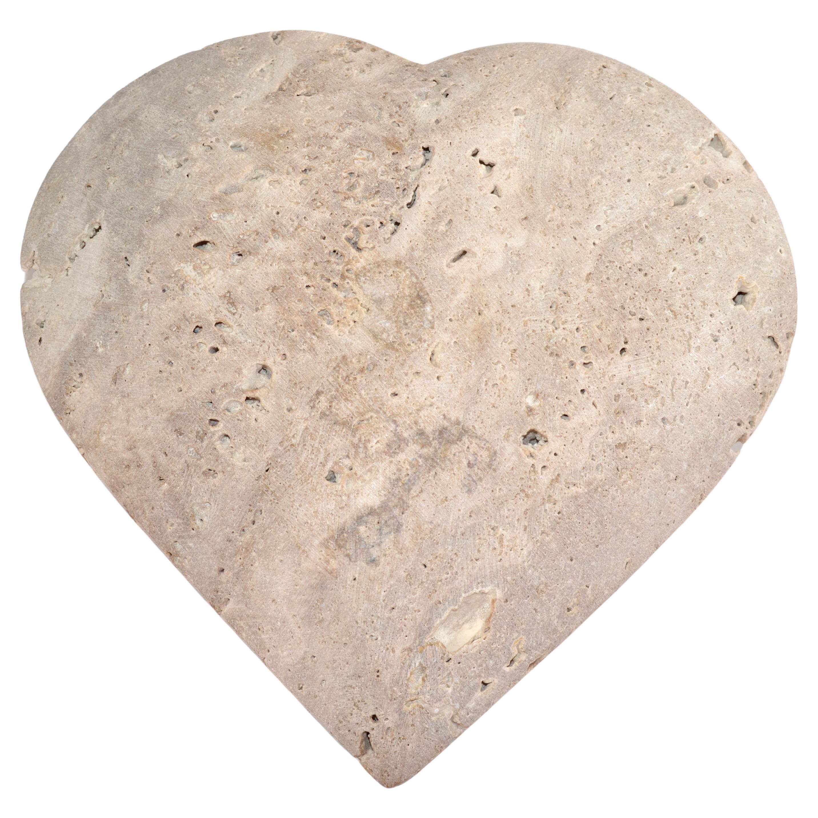 Fratelli Manelli Style Venetia Travertine Stone Heart Sculpture Raymor Italy  For Sale