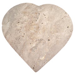 Vintage Fratelli Manelli Style Venetia Travertine Stone Heart Sculpture Raymor Italy 