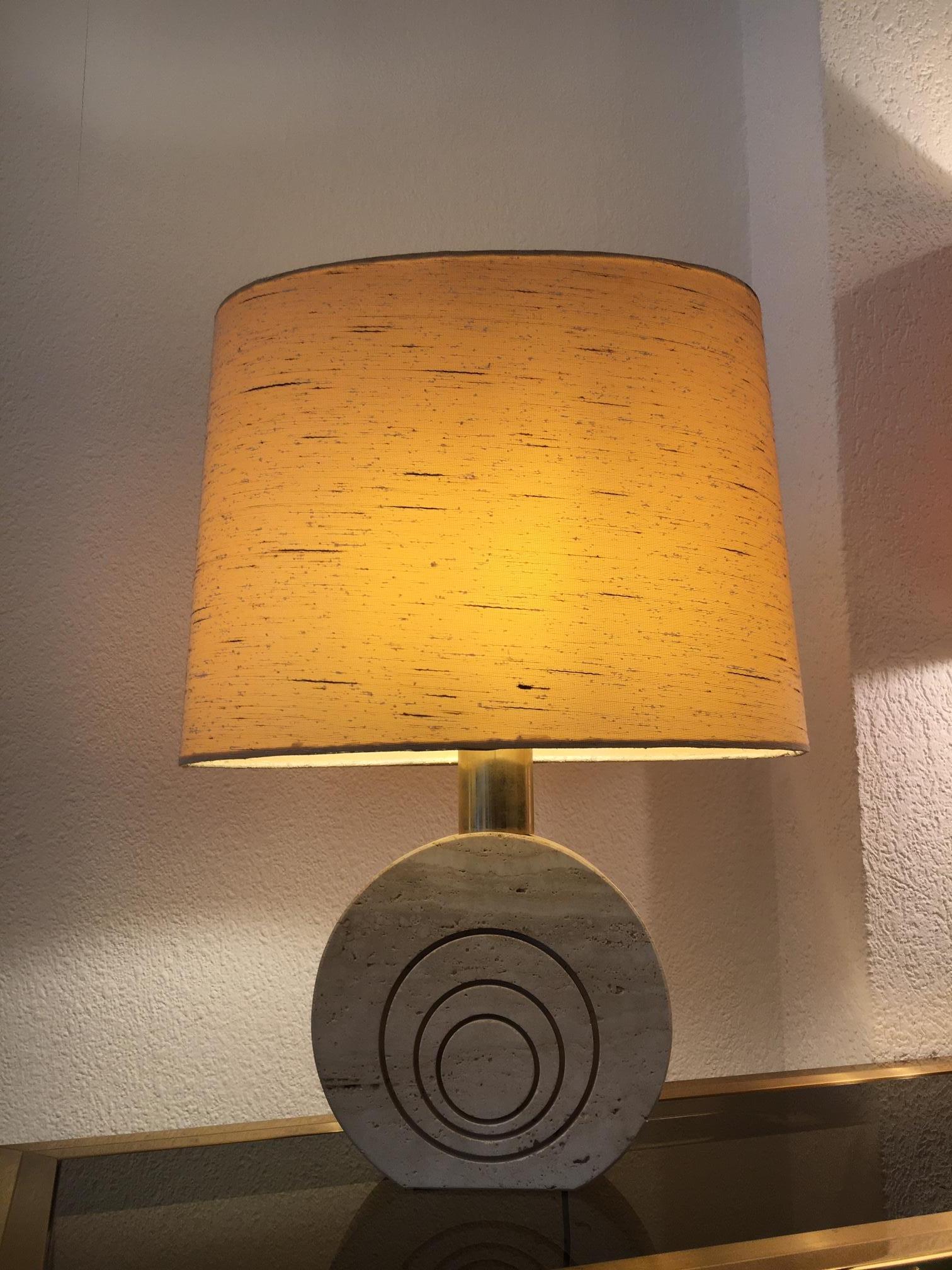 Fratelli Manelli Travertin Table Lamp, circa 1970s In Good Condition In Geneva, CH