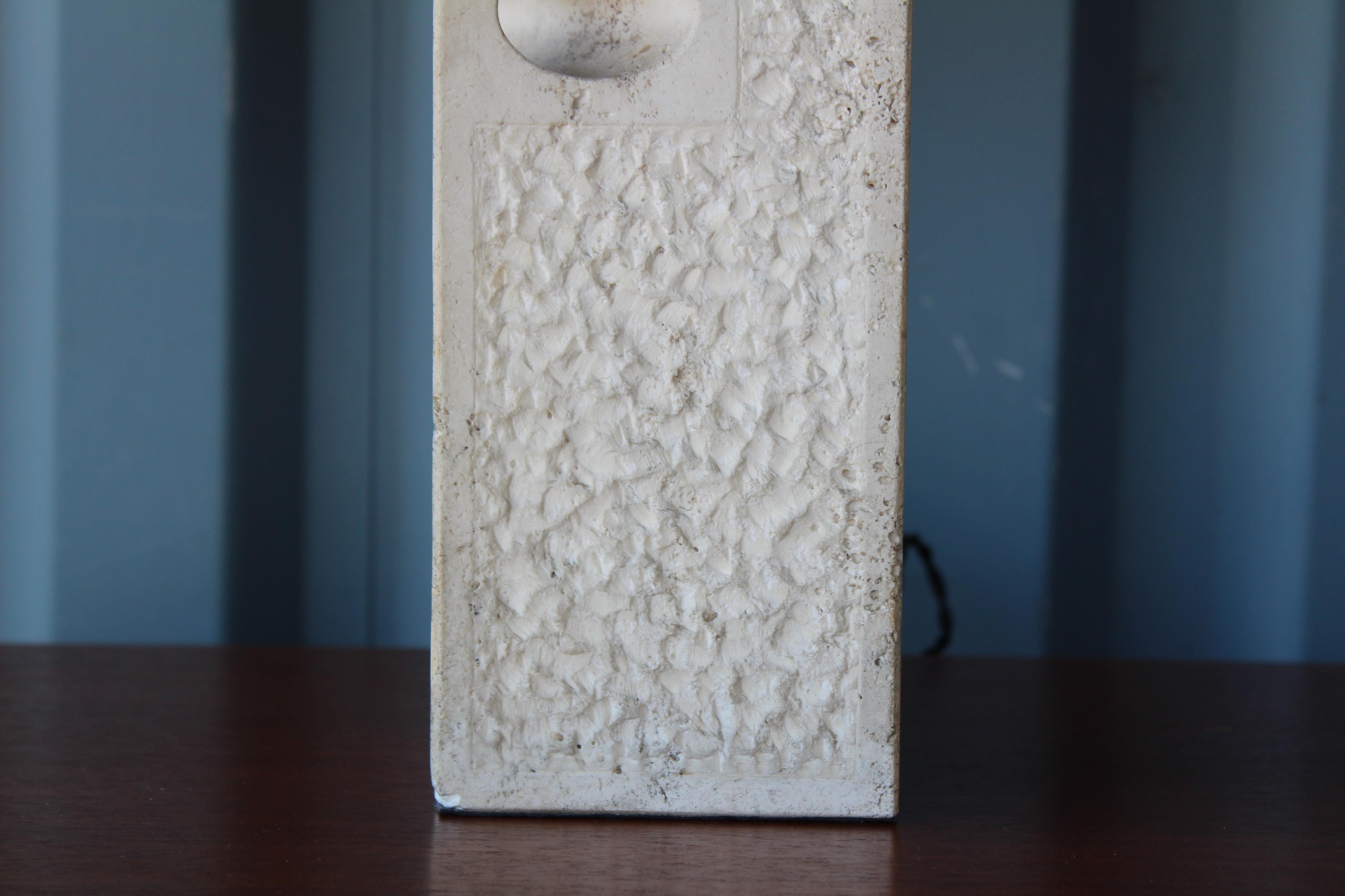 Mid-Century Modern Fratelli Manelli Travertine Lamp, Italy, 1970s.