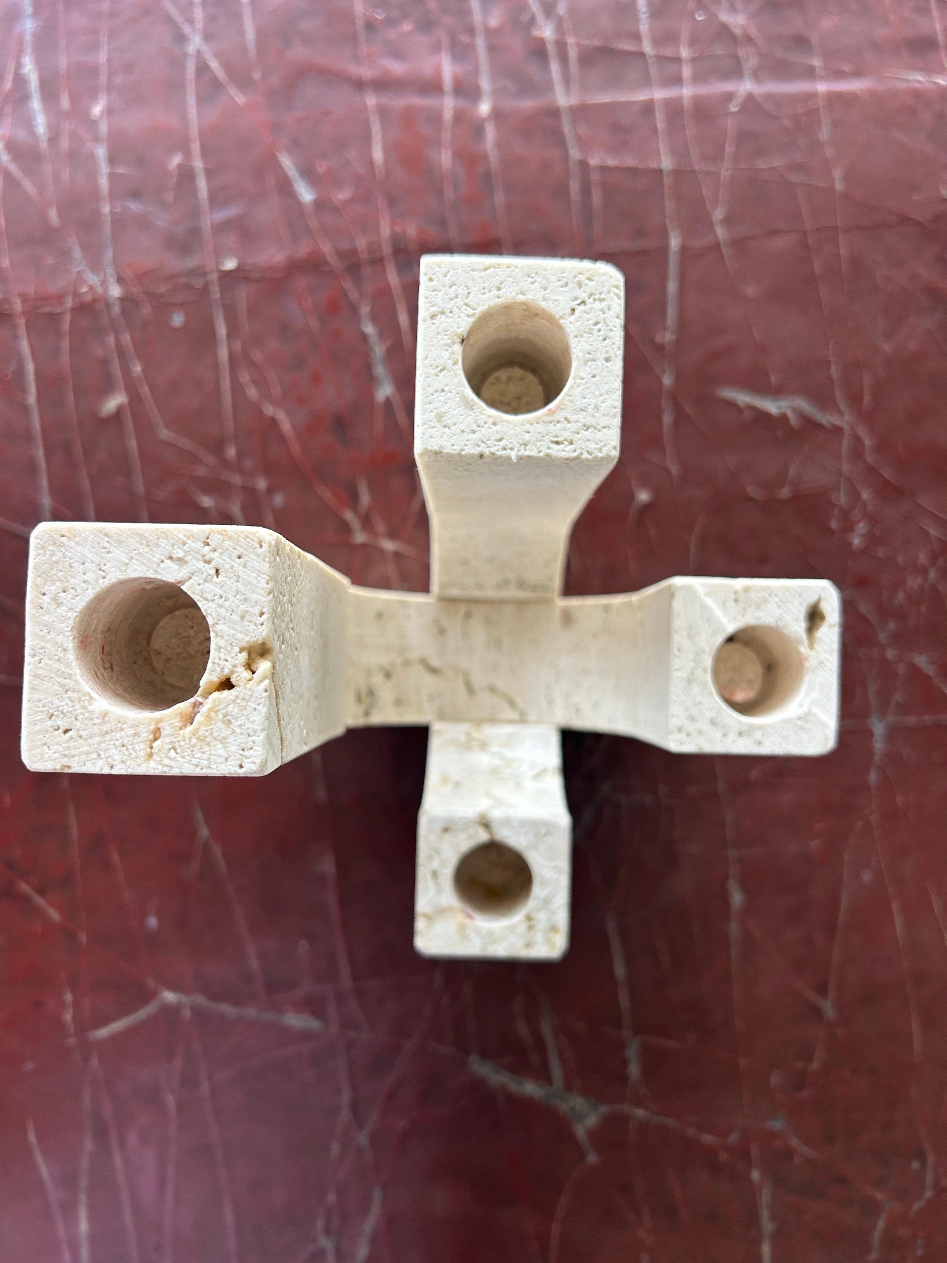 Fratelli Mannelli  A pair  of travertine four arm   Candleholders For Sale 2