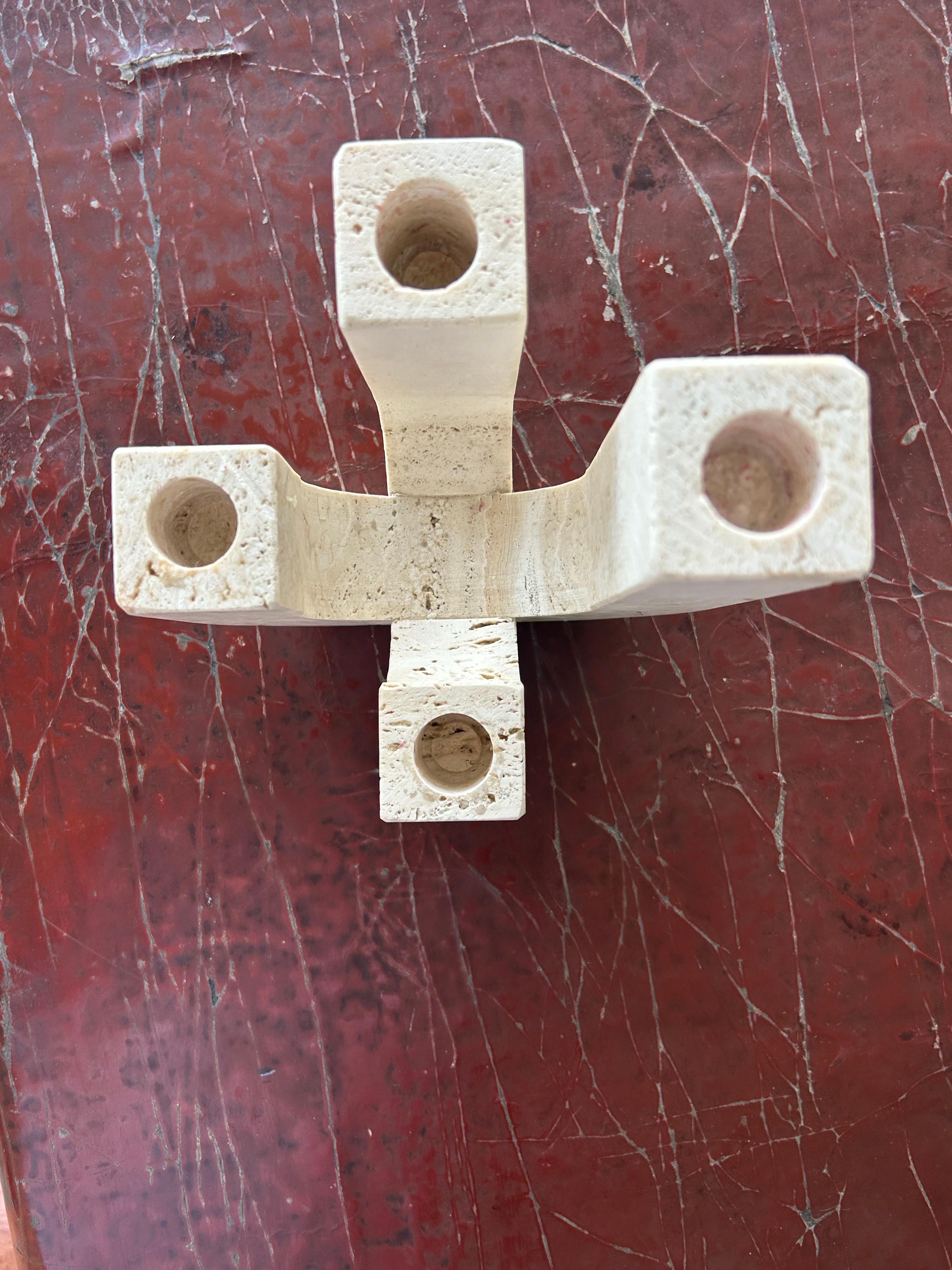 Fratelli Mannelli  A pair  of travertine four arm   Candleholders For Sale 4
