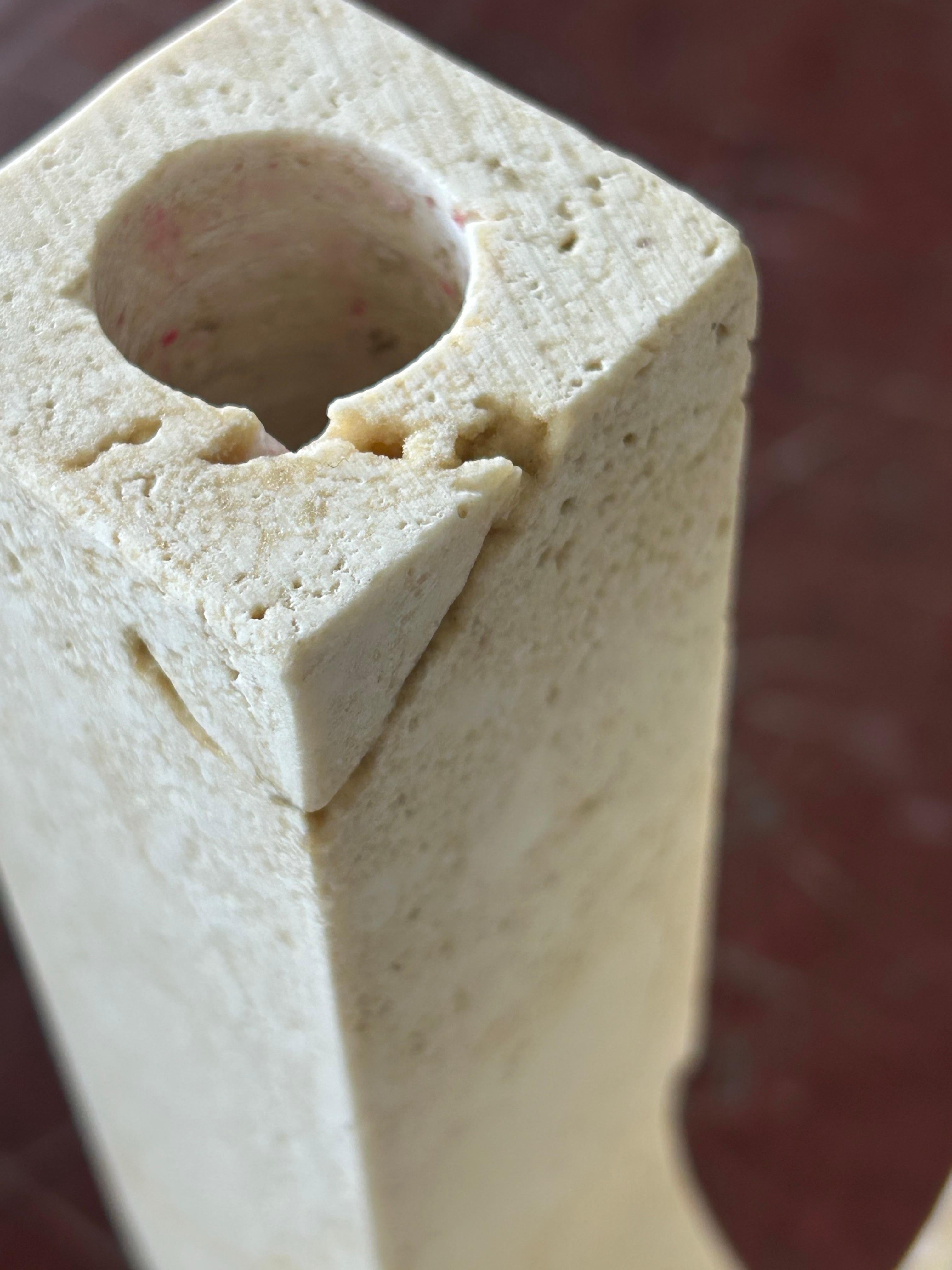 Travertine Fratelli Mannelli  A pair  of travertine four arm   Candleholders For Sale