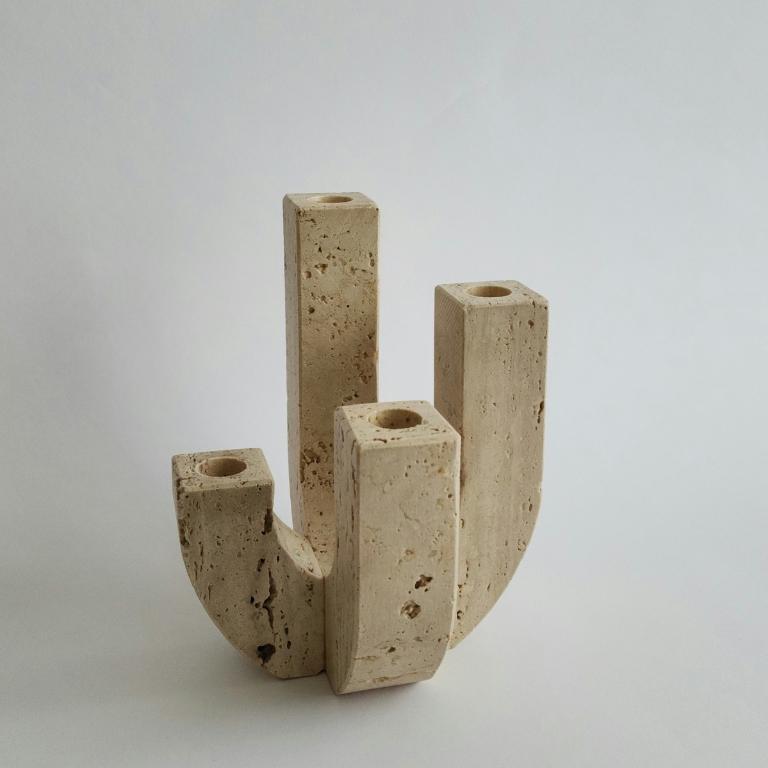 Fratelli Mannelli Candleholder, Travertine, Italy c. 1970s For Sale 1