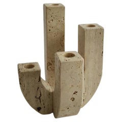 Vintage Fratelli Mannelli Candleholder, Travertine, Italy c. 1970s