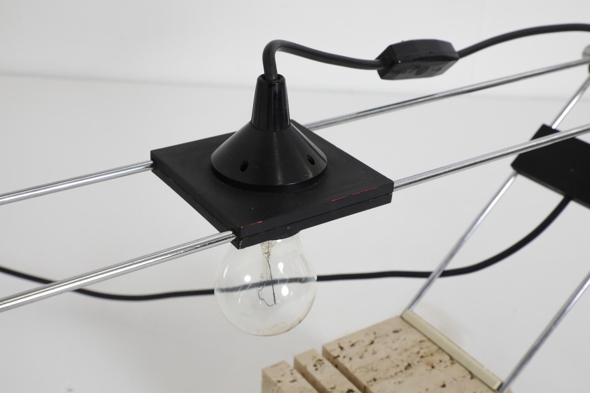 Italienische Tischlampe aus Travertin und Chrom von Fratelli Mannelli, 1970er Jahre im Angebot 11