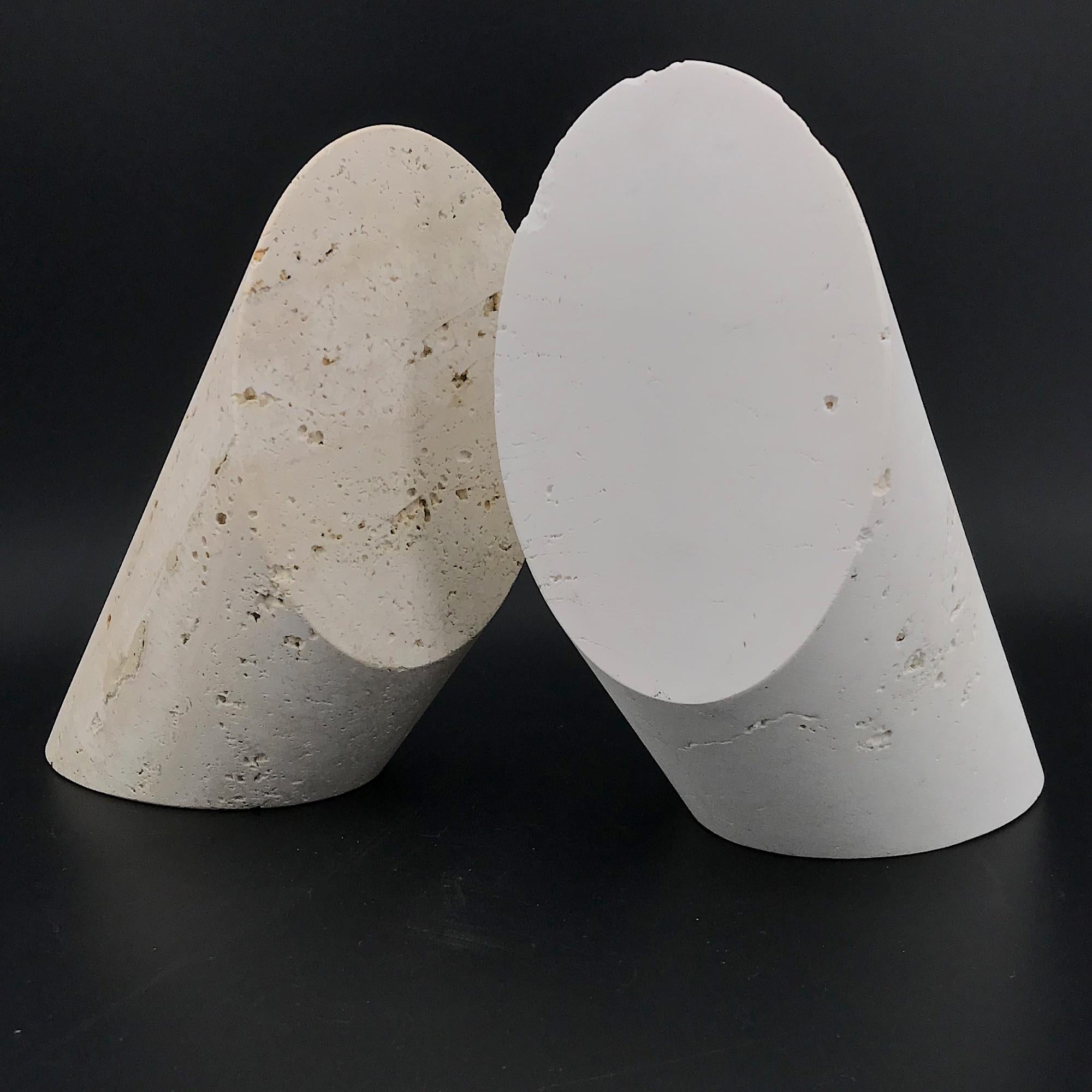 Mid-Century Modern Fratelli Mannelli Marble Bookend Post Modern Vero Travertine Brutalist Sculpture