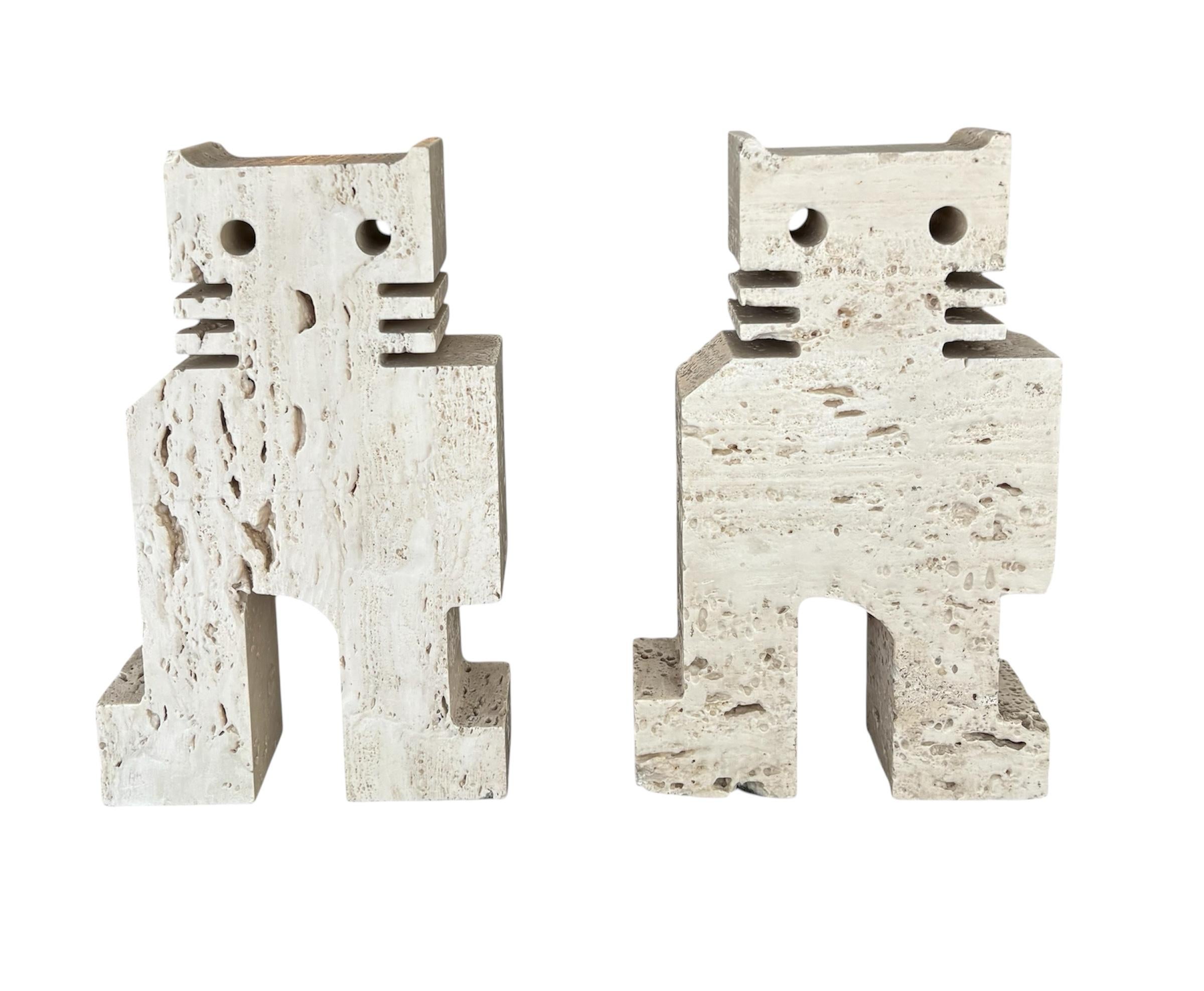 Fratelli Mannelli, Sculptural Bookend Cats for Marble Art, , Italy 1970s For Sale 1