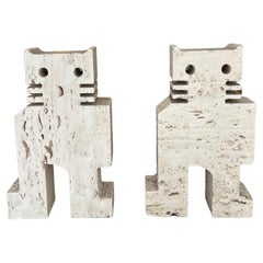 Fratelli Mannelli, Sculptural Bookend Cats for Marble Art, , Italy 1970s