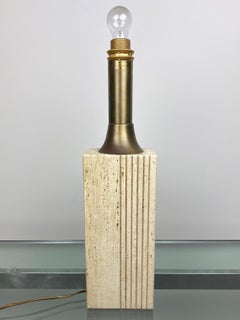 Fratelli Mannelli, Tischlampe, Marmor, Travertin und Messing, Italien, um 1970