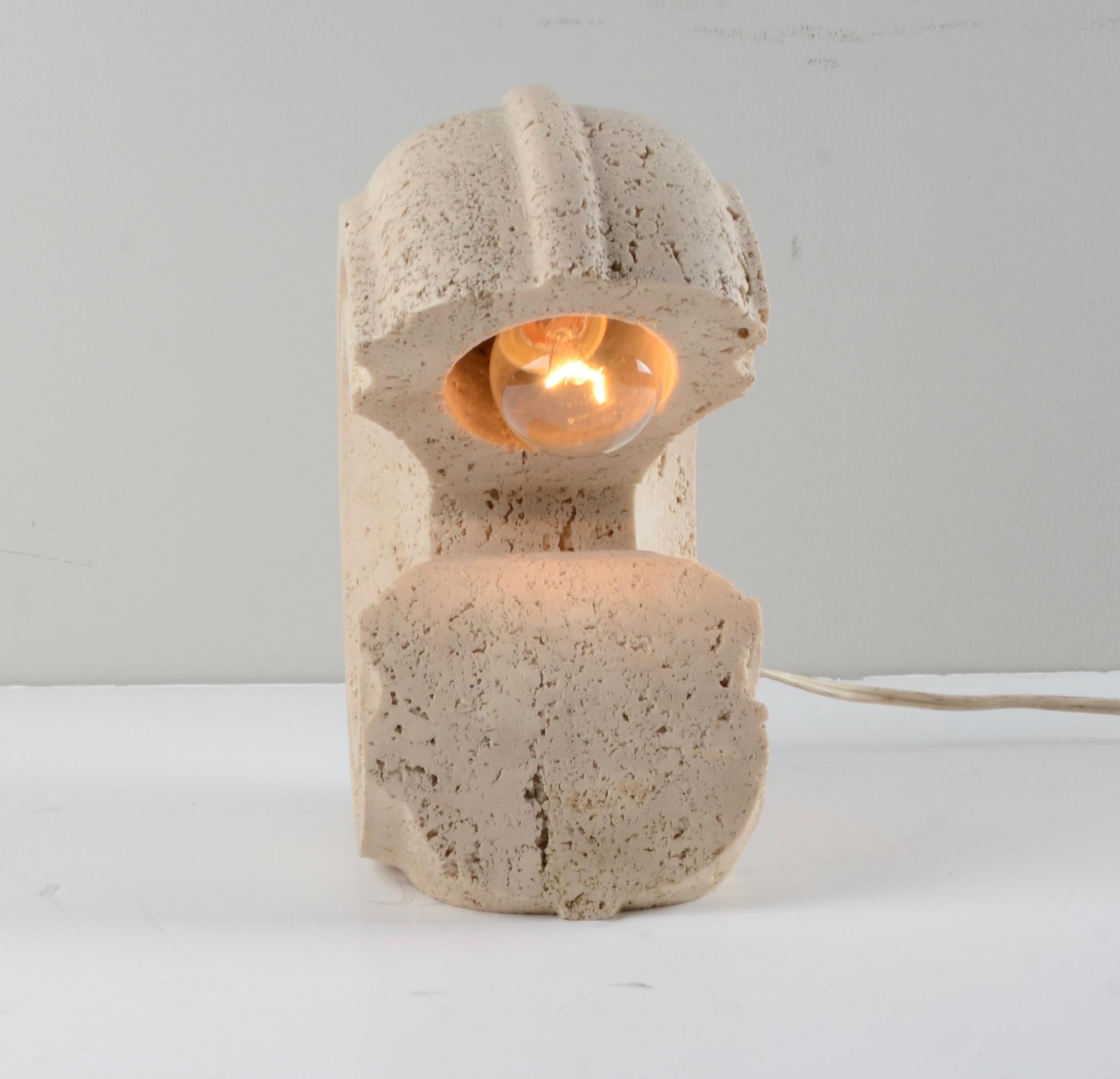 Fratelli Mannelli, Table Lamp, Travertine, Italy 1970s 1