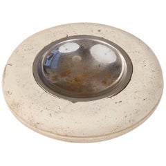 Fratelli Mannelli Travertine Ashtray with Metal Dish