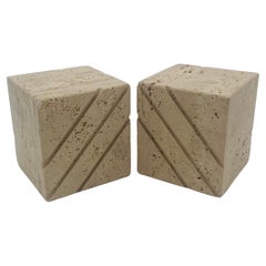 Fratelli Mannelli Travertine Bookends, Italy, 1970